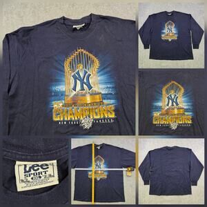 Vintage New York Yankees Shirt Mens 2XL Navy MLB Baseball Lee 1999 Long Sleeve